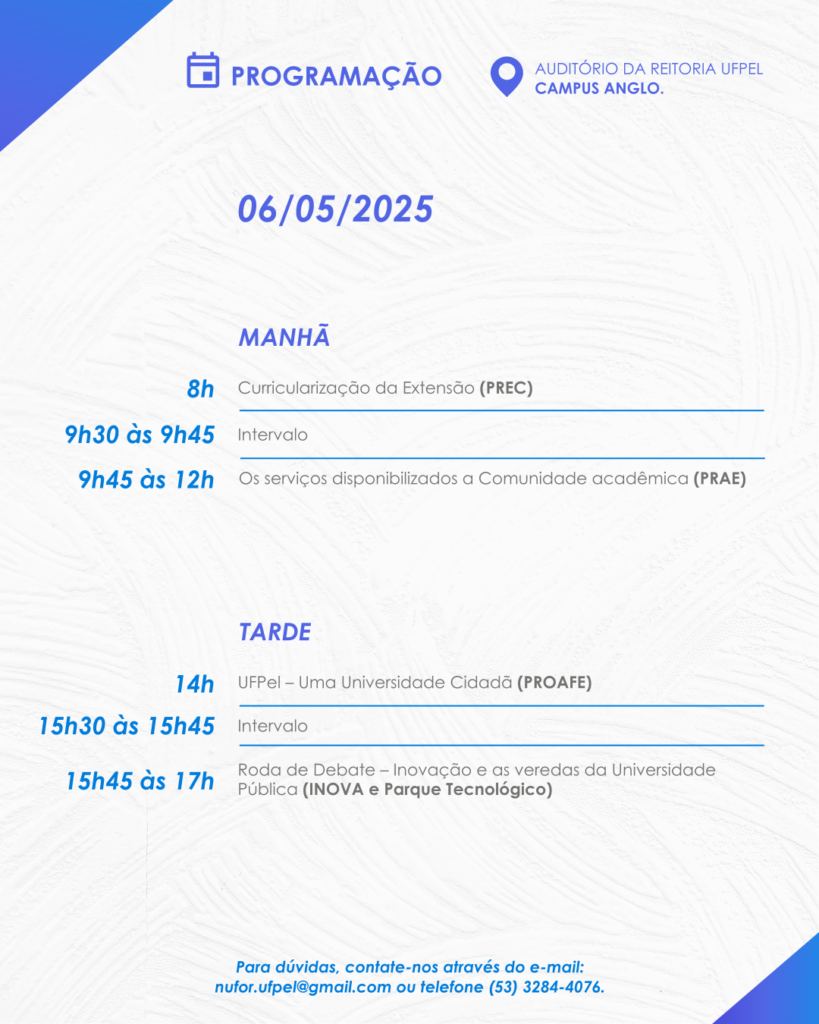 Programação do dia 06