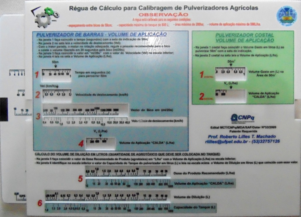 Régua de cálculo para calibragem de pulverizadores agrícolas (Foto: Divulgação)