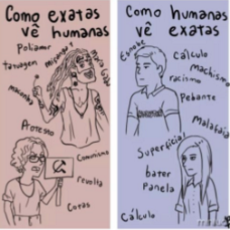 Memes exploram relação entre estudantes de ciências humanas e exatas. Foto: Minilua/Reprodução