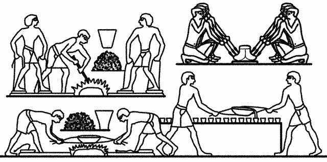 Representação de uma fundição pelos antigos egípcios