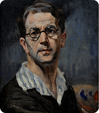 Retrato colorido do artista Leopoldo Gotuzzo.