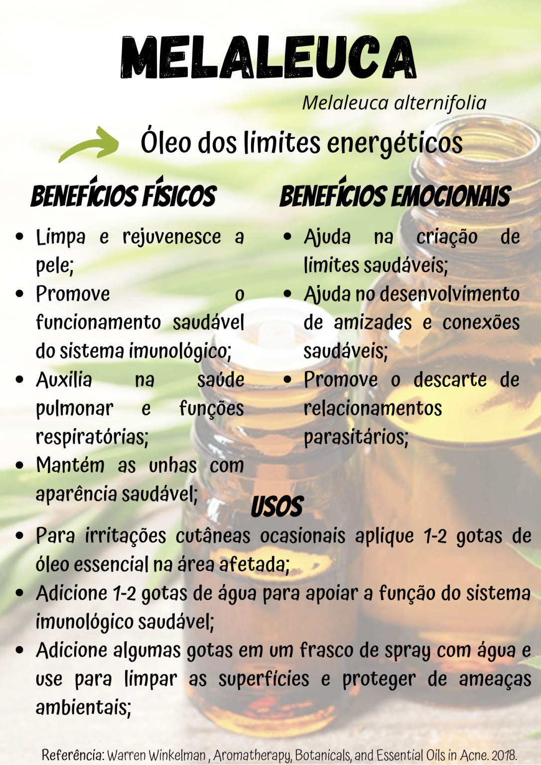 Óleo essencial – Melaleuca – Observatório Cuidativo Virtual