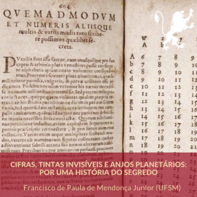 Imagem de divulgação do texto do Prof. Dr. Francisco Mendonça Junior (VIRTÙ/UFSM): "Cifras, Tintas Invisíveis e Anjos Planetários: por uma História do Segredo.