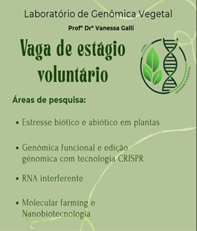 Vaga de estágio voluntário – Lab. Genômica Vegetal