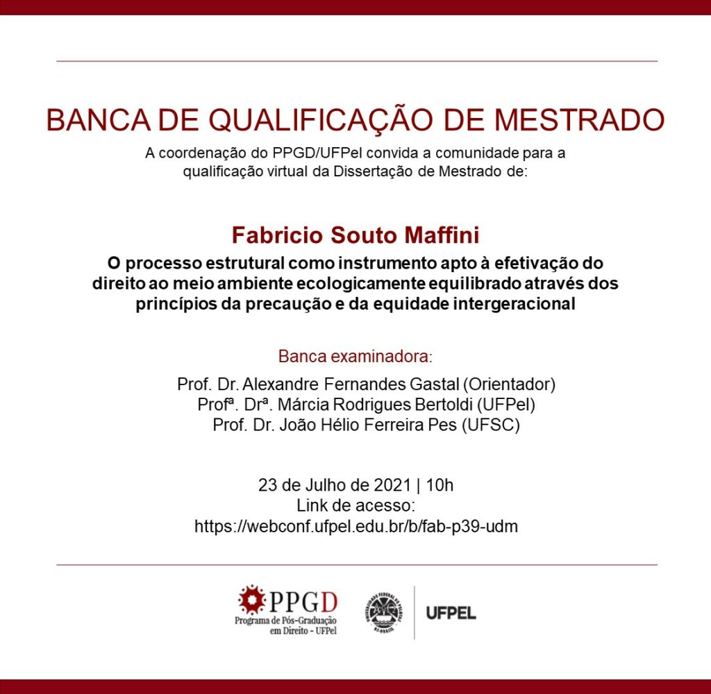 Banca de Qualificação – Programa de Pós-Graduação em Direito – Mestrado em  Direito