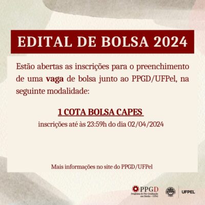 EDITAL DE BOLSA 2024 – Programa de Pós-Graduação em Direito – Mestrado ...
