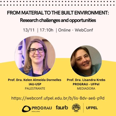 Palestra PROGRAU | FAUrb | UFPel: From Material to the Built Environment: Research challenges and opportunities