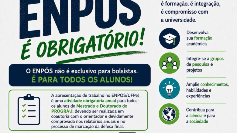 ENPÓS 2026: a submissão de trabalhos é obrigatória para estudantes de mestrado e doutorado do PROGRAU